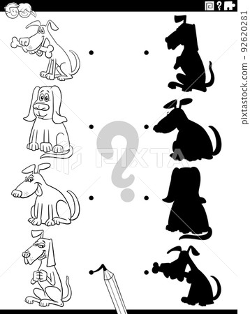 shadow game with cartoon dogs coloring page shadow game with cartoon dogs coloring page 92620281