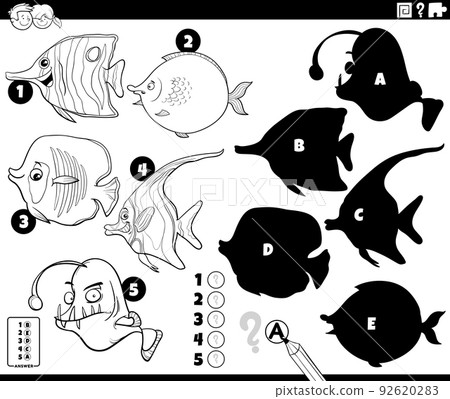 shadows task with fish animals coloring page 92620283