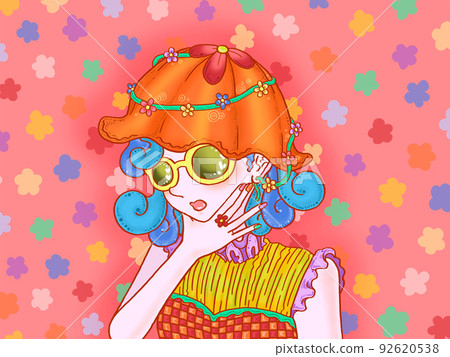 A girl who shines with flowers 92620538