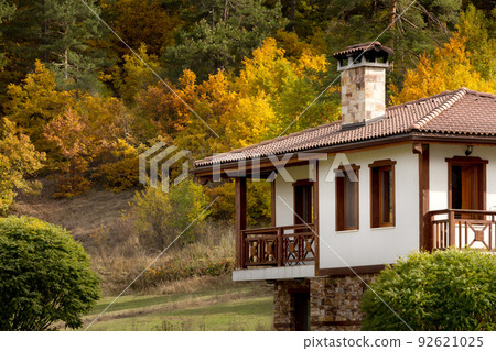 Autumn landscape with trees and house, Bulgaria Autumn landscape with trees and house, Bulgaria 92621025