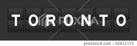 Black color analog flip board with word toronto on gray background 92621173