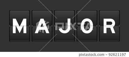 Black color analog flip board with word major on gray background 92621197
