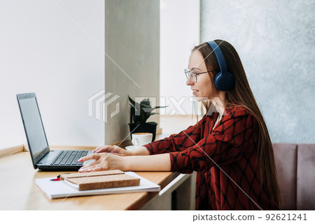 Outsourcing IT Projects, remote work, young professionals. female young programmer, developer working 92621241