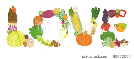 LOVE letter banner made from vegetables watercolor 92622004