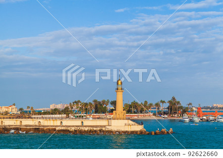 Alexandria, Egypt. Montazah beach coastal landscape Alexandria, Egypt. Montazah beach coastal landscape 92622660