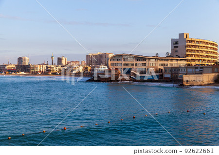 Coastal landscape with living houses on a coast 92622661