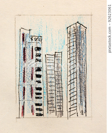 sketch of skyscrapers in Seoul city hand-drawn sketch of skyscrapers in Seoul city hand-drawn 92623061