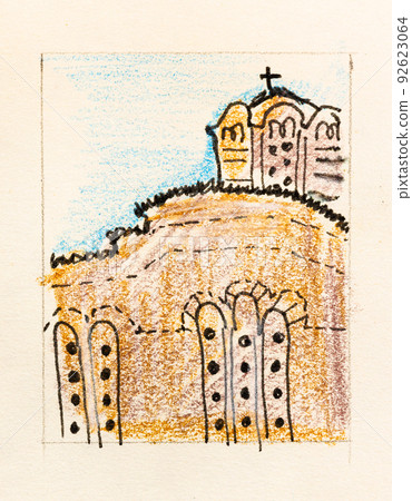 sketch of ancient church in Athens city hand-drawn sketch of ancient church in Athens city hand-drawn 92623064