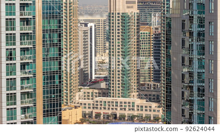 Aerial cityscape timelapse with modern architecture of Dubai downtown. Aerial cityscape timelapse with modern architecture of Dubai downtown. 92624044