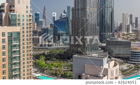 Aerial view of Dubai International Financial Centre district skyscrapers timelapse Aerial view of Dubai International Financial Centre district skyscrapers timelapse 92624051