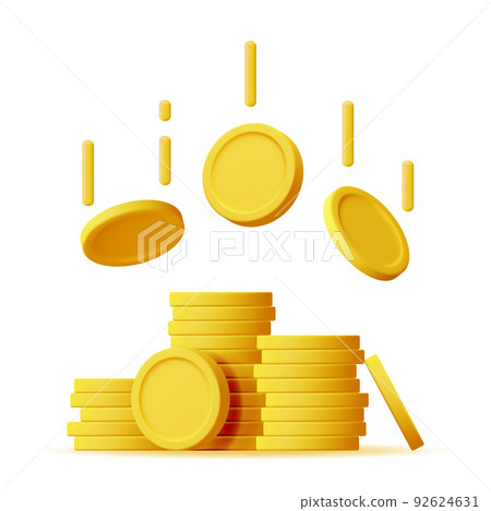 3D Stack of Gold Coins Icon Isolated. 3D Stack of Gold Coins Icon Isolated. 92624631