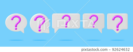 3D Set of Speech bubble with Question Mark 92624632