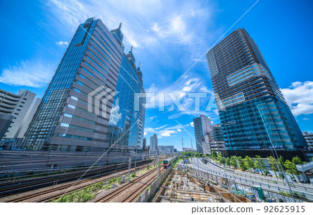 Cityscape of Kawasaki, Japan View of the NTT DoCoMo Kawasaki Building in front of Kawasaki Station 92625915