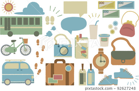 Fashionable and cute travel, sightseeing, outing material set Fashionable and cute travel, sightseeing, outing material set 92627248