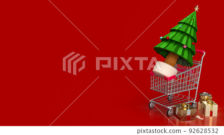 The Christmas in shopping cart for holiday marketing concept 3d rendering 92628532