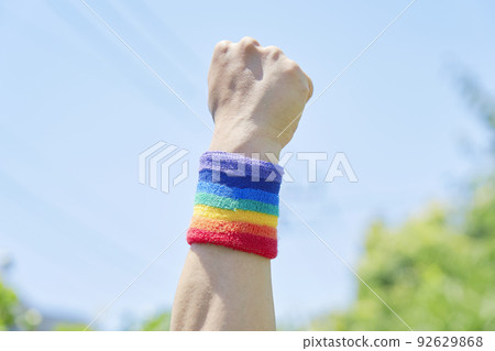 A sexual minority man who pushes his fist up without a face A sexual minority man who pushes his fist up without a face 92629868