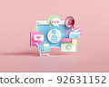 Shopping Online on Mobile phone Application Concept, Digital marketing promotion of digital stores, web and Advertising. 3D illustration.. 92631152
