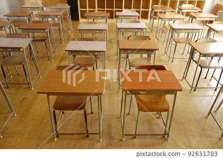 Empty classroom (desks, chairs and lockers) Empty classroom (desks, chairs and lockers) 92631783
