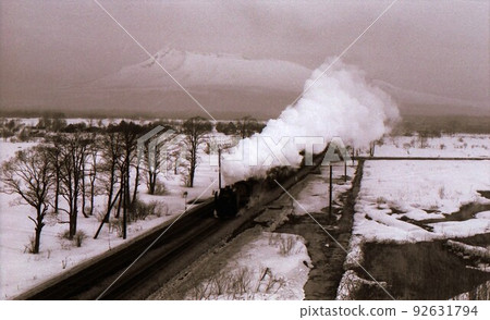 1969 D52 towing freight train on the shores of Lake Onuma, Hakodate Main Line, Hokkaido 1969 D52 towing freight train on the shores of Lake Onuma, Hakodate Main Line, Hokkaido 92631794