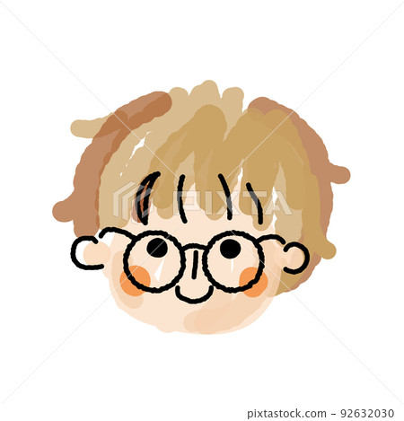 Boy's loose face icon 04 (watercolor glasses_single item 04 92632030