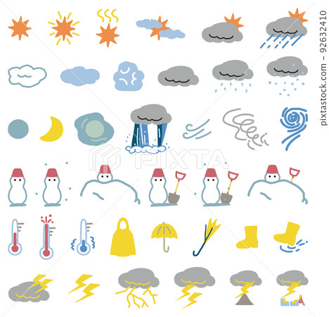 Cute weather icon set illustration material 92632410