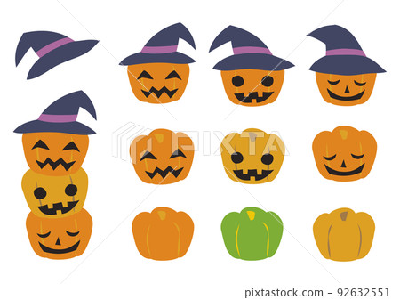 Jack-O-Lantern Set/Halloween Pumpkin with Witch's Hat/Triple Pumpkin Tower 92632551