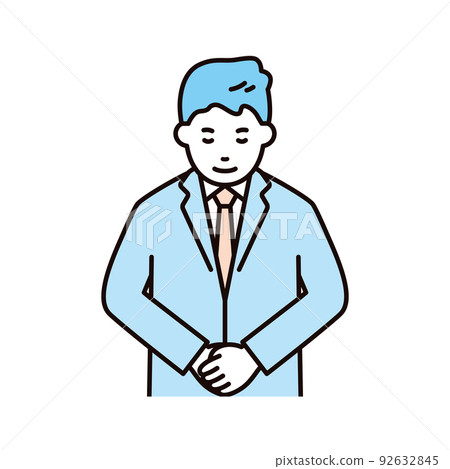 Business _ person _ male _ suit _ upper body _ bow _ fold hands in front 92632845