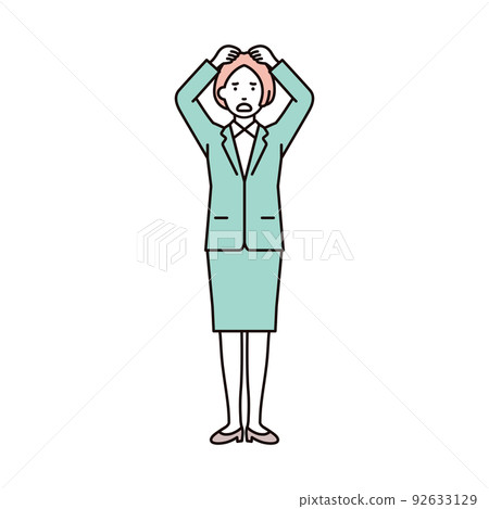 商務_人_女人_西裝_全身_抱頭 商務_人_女人_西裝_全身_抱頭 92633129