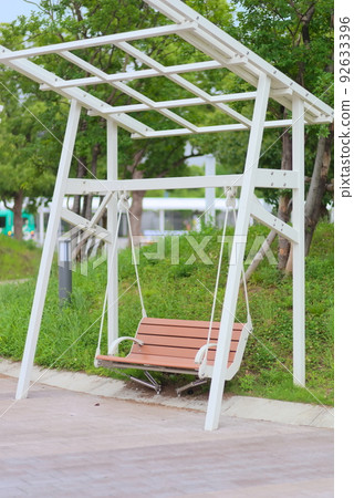 A swing-shaped bench at Symbol Promenade Park A swing-shaped bench at Symbol Promenade Park 92633396
