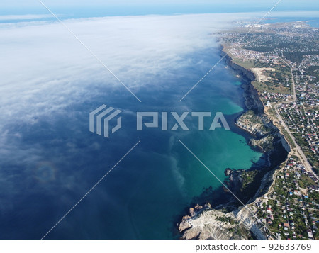 Abstract aerial nature summer ocean sunset sea and sky background. Natural sky composition. Element of design. Sky replacement for composites. Holiday, vacation and recreational banner concept Abstract aerial nature summer ocean sunset sea and sky background. Natural sky composition. Element of design. Sky replacement for composites. Holiday, vacation and recreational banner concept 92633769