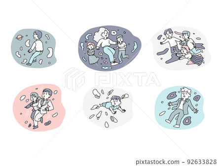 A set of free people floating in outer space Comical hand-drawn people Vector, line drawing and color A set of free people floating in outer space Comical hand-drawn people Vector, line drawing and color 92633828