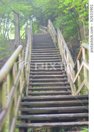 林道上陡峭的樓梯 92633901