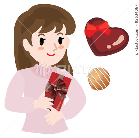 Woman with a box of chocolates on Valentine's Day Woman with a box of chocolates on Valentine's Day 92634067