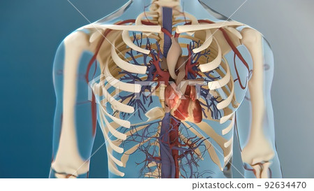 Human heart, realistic anatomy 3d model of human heart on the monitor Human heart, realistic anatomy 3d model of human heart on the monitor 92634470