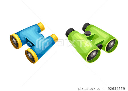 Binoculars or Field Glasses as Two Refracting Telescopes for Viewing Distant Object Vector Set 92634559
