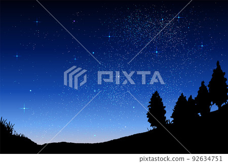 矢量背景材料_夜空_山 92634751