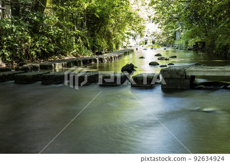 Beautiful flow and promenade of the Genbei River flowing in Mishima City, Shizuoka Prefecture 92634924