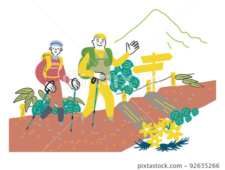 享受登山插圖素材的資深夫婦 92635266