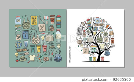Zero waste. Concept art for your business. Cards, banner, web, promotional materials. Corporate identity template. Vector illustration 92635560