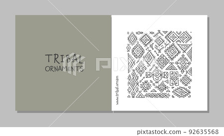 Abstract ethnic ornament, geometric background. Concept art for your business. Cards, banner, web, promotional materials. Corporate identity template. Vector illustration 92635568