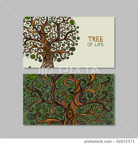 Vintage tree of life with roots, concept art for your business. Creative ideas for cards, banner, web, promotional materials. Corporate identity template. Vector illustration Vintage tree of life with roots, concept art for your business. Creative ideas for cards, banner, web, promotional materials. Corporate identity template. Vector illustration 92635571