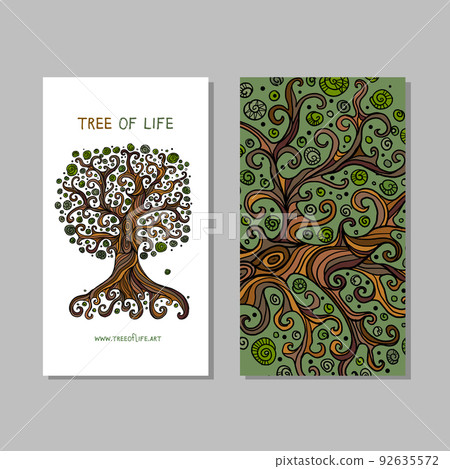 Vintage tree of life with roots, concept art for your business. Creative ideas for cards, banner, web, promotional materials. Corporate identity template. Vector illustration Vintage tree of life with roots, concept art for your business. Creative ideas for cards, banner, web, promotional materials. Corporate identity template. Vector illustration 92635572