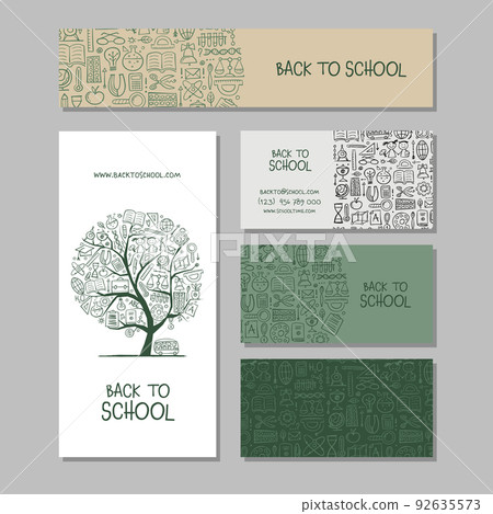 Back to school, concept art for your business. Creative ideas for cards, banner, web, promotional materials. Corporate identity template. Vector illustration Back to school, concept art for your business. Creative ideas for cards, banner, web, promotional materials. Corporate identity template. Vector illustration 92635573