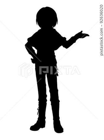 動漫風格人物剪影全身插畫 動漫風格人物剪影全身插畫 92636020