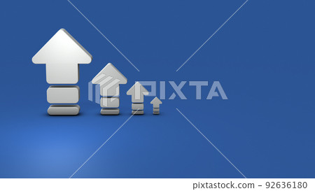 Arrows pointing upwards that decrease in size. Abstract concept of gradual decline. degeneration and shrinkage. 92636180