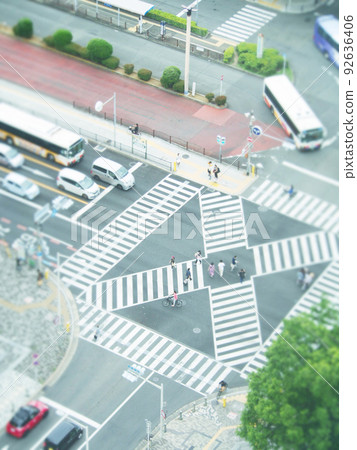 State of the intersection Bird's eye view Tilt shift 92636406
