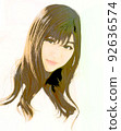 Woman young person illustration Japanese 20's 30's material face cute model watercolor 92636574