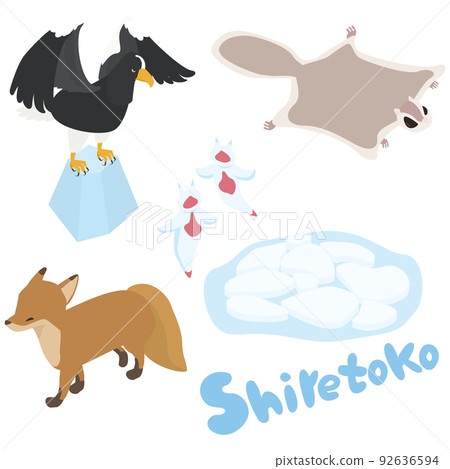Illustration set of animals living near Shiretoko in Hokkaido 92636594