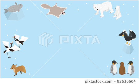 一組用於水族館和動物園的可愛生物 92636604