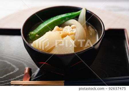Miso soup with lots of ingredients Miso soup with lots of ingredients 92637475